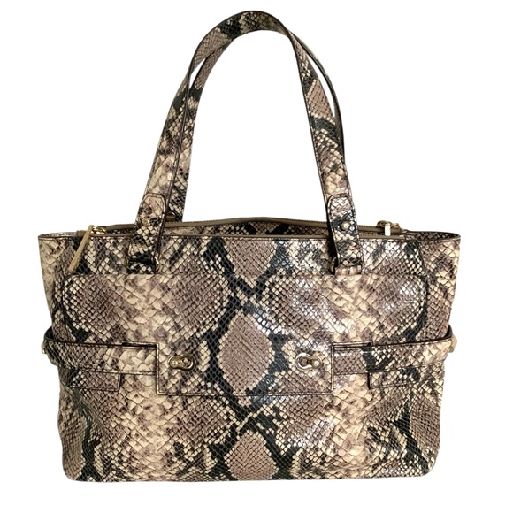 Elaine Turner ‘Ruth’ Leather Python Snakeskin Satchel Bag Purse Tote Handbag ~ - Picture 3 of 16